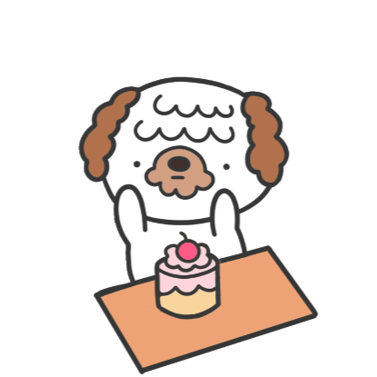 Cartoon dog with a little birthday cake